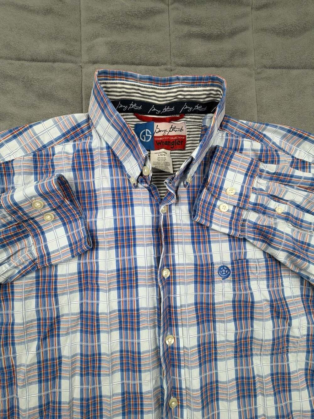 Wrangler Cowboy Cut George Strait Long Sleeve Plaid Button Down Shirt Size L